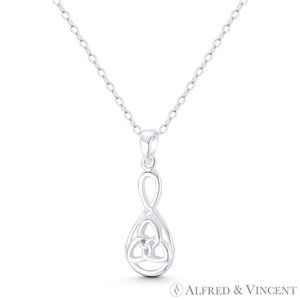 Trinity-Knot / Triquetra & Eternity Celtic Charm Pendant in .925 Sterling Silver